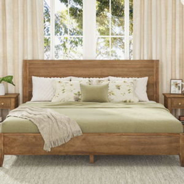 Dajon Solid Wood Platform Bed - Dark Wood, King