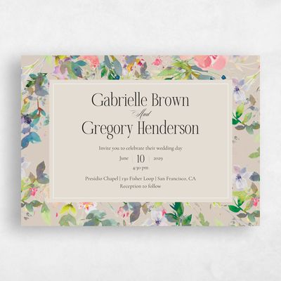 Canvas Tan, Brown Wedding Invitation - Addison Landscape