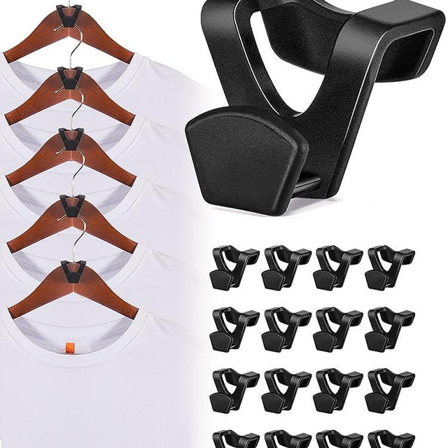 HOUSE DAY Space Saving Hanger Hooks 60 Pack, Black Clothes Hanger Connector Hooks, Heavy Duty Hanger Hooks Space Saver, Durable Hanger Connector Hooks, Premium Cascading Hanger Hooks for Closet