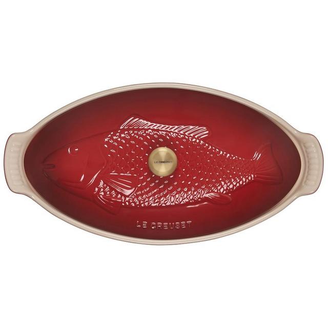 Le Creuset Stoneware Oval Fish Baker, 16", Cerise