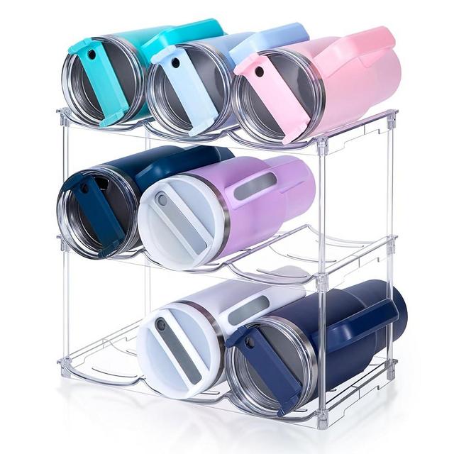 Stackable Water Bottle Organizer for Stanley 40 oz Tumbler, Water Bottle Holder for Cabinet, Pantry Kitchen Organizers and Storage for Stanley Cup Accessories, Tumbler Organizer and Wine Rack, 3Pack
