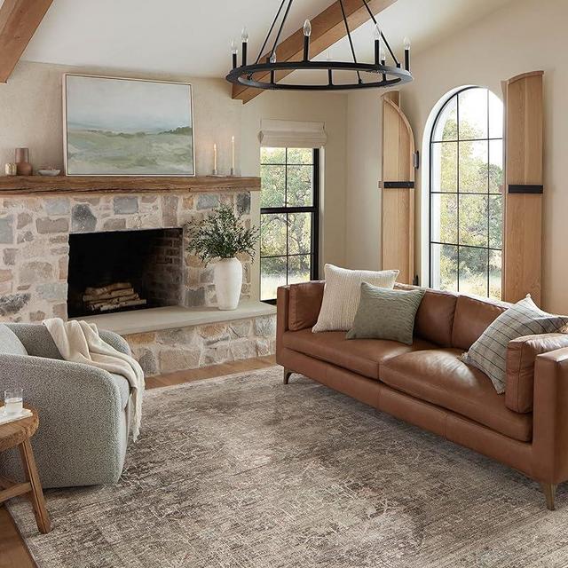 Loloi Magnolia Home by Joanna Gaines Millie Collection MIE-03 Charcoal/Dove 3'-6" x 5'-6", .25" Pile Height, Accent Rug