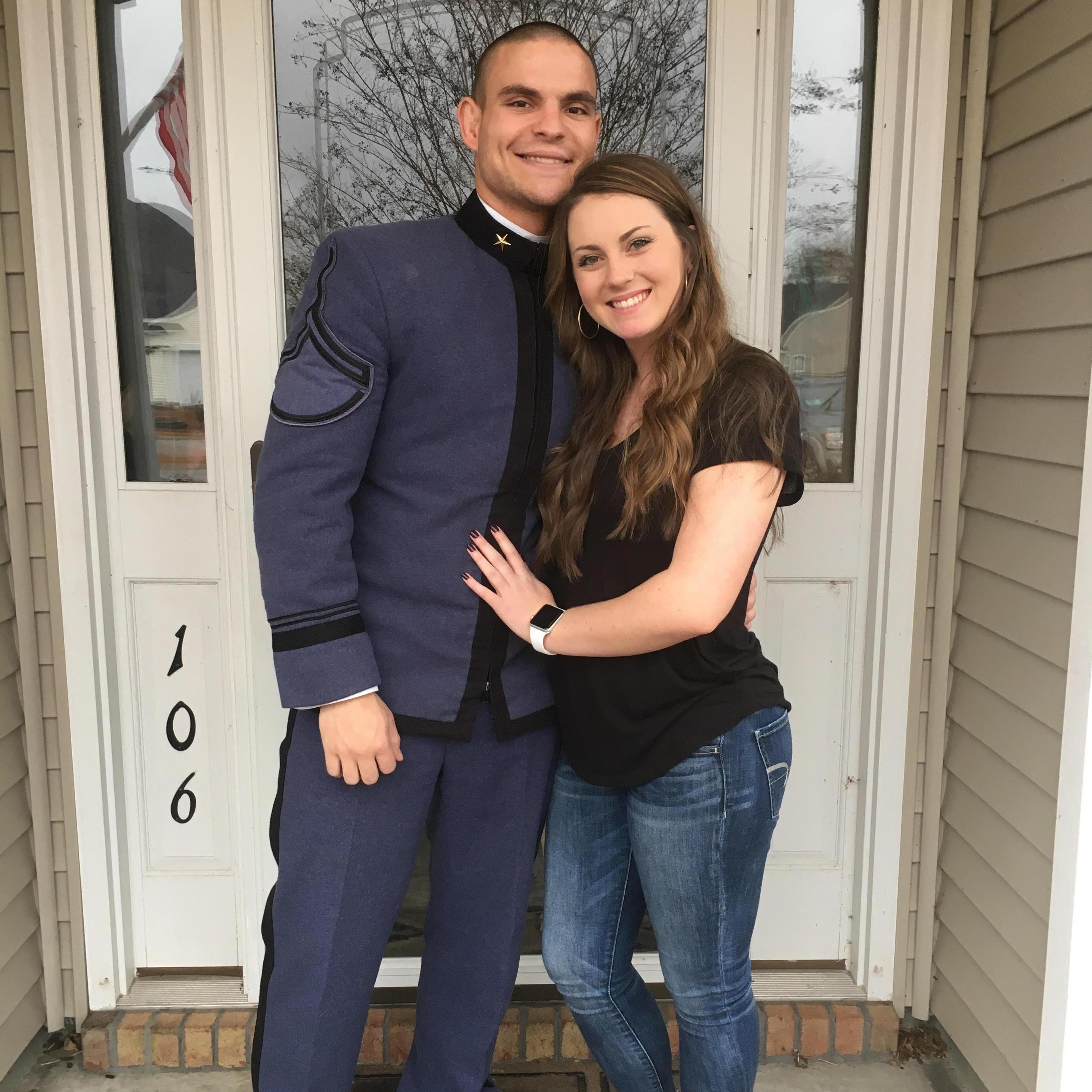 Our first picture taken together. Look at that BVA buzz cut!