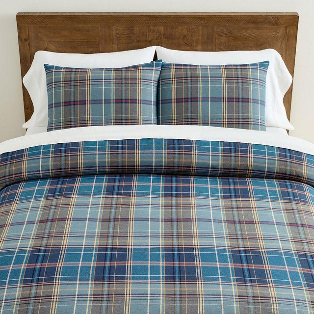Woodrow Plaid Duvet Cover, Blue Multi, King/Cal. King