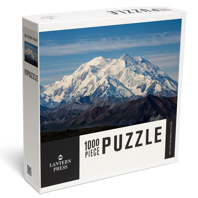 Lantern Press Denali National Park, Alaska, Denali Mountain Mckinley, 1000 Piece Jigsaw Puzzle for Adults, Made in USA with Reference Poster