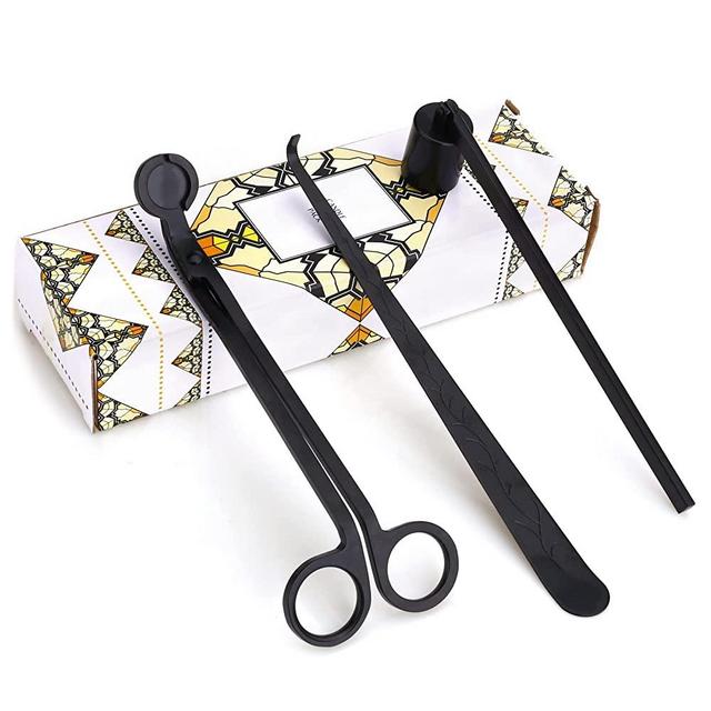 Noneea Candle Nose Ringer, Candle Wick Trimmer Accessories Set, Wick Dipper with Gift Packaging, Candle Wick Trimmer (Black)