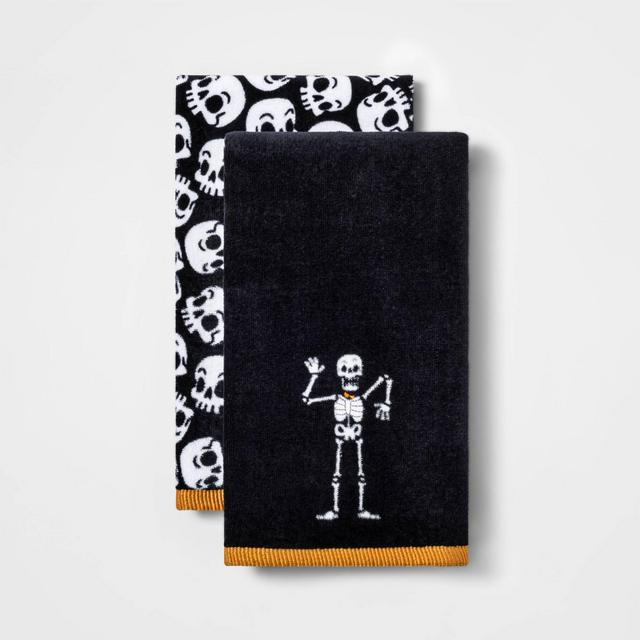 2pk Skeleton Halloween Hand Towel Set Black/White - Hyde & EEK! Boutique™