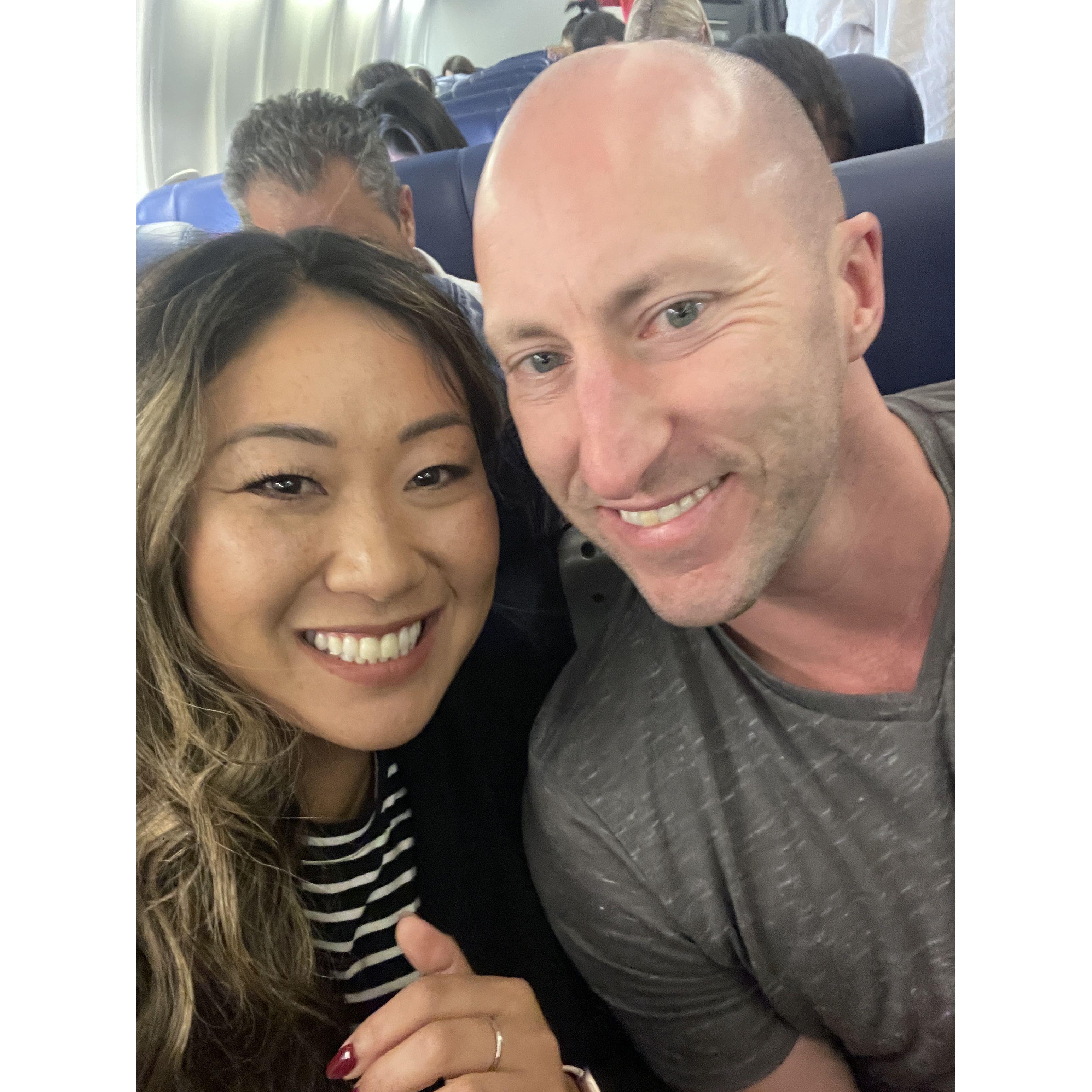 Our first plane ride together