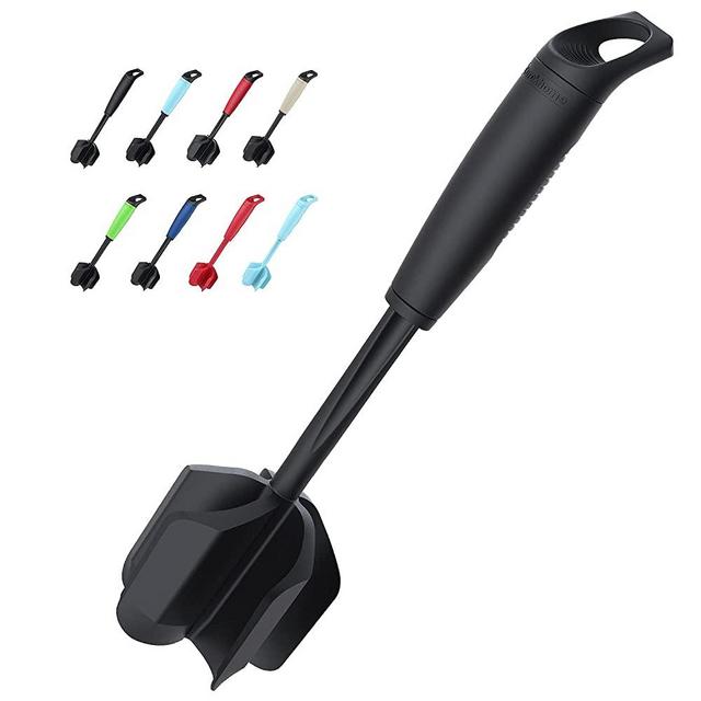 Ourokhome Upgrade Ground Meat Chopper, Heat Resistant 5 Curved Blades Potato Masher and Smasher for Ground Beef and Pork, Hamburger Meat, Berries, Tomato, Beans, Nylon Non Stick Kitchen Gadgets, Black