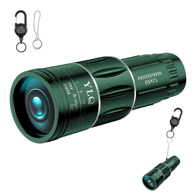 12×50 Monocular Telescope – Monoculars for Adults with Gift Box & Carabiner Clip, Compact and Lightweight Travel Scope for Bird Watching, Hiking, and Concerts