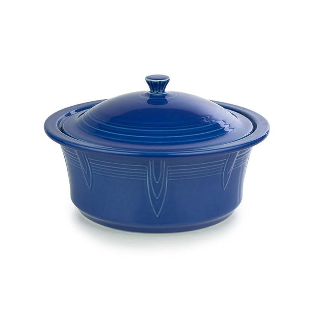 Fiesta® Large Covered Casserole, 90oz (10.4") – Durable Ceramic, Lead-Free, Dishwasher/Microwave/Oven Safe – Made in USA Dinnerware - Lapis