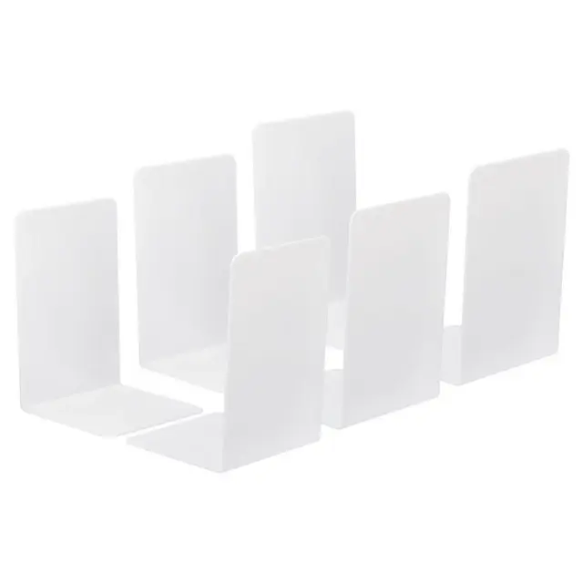 Unique Bargains Acrylic L-shaped Smooth Rounded Corner Book Ends White 6 Pcs