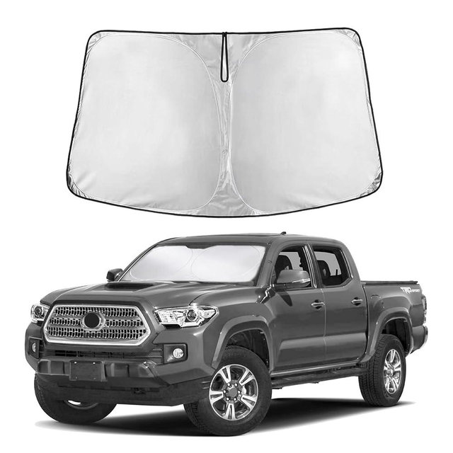 Econour Windshield Sun Shade for Toyota Tacoma 2016-2025 2026 Accessories 2Dr 4Dr Pickup Truck, Custom Fit Car Front Window Sunshade Sun Visor Protector Foldable Blocks UV Rays Keep Car Cooler