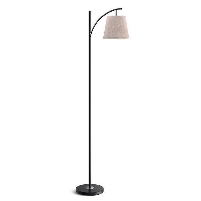 LEPOWER Arc Floor Lamp Metal, Mid Century Standing Farmhouse Floor Lamp with Hanging Flaxen Lampshade, Modern Tall Floor Reading Light for Living Room, Bedroom, Office