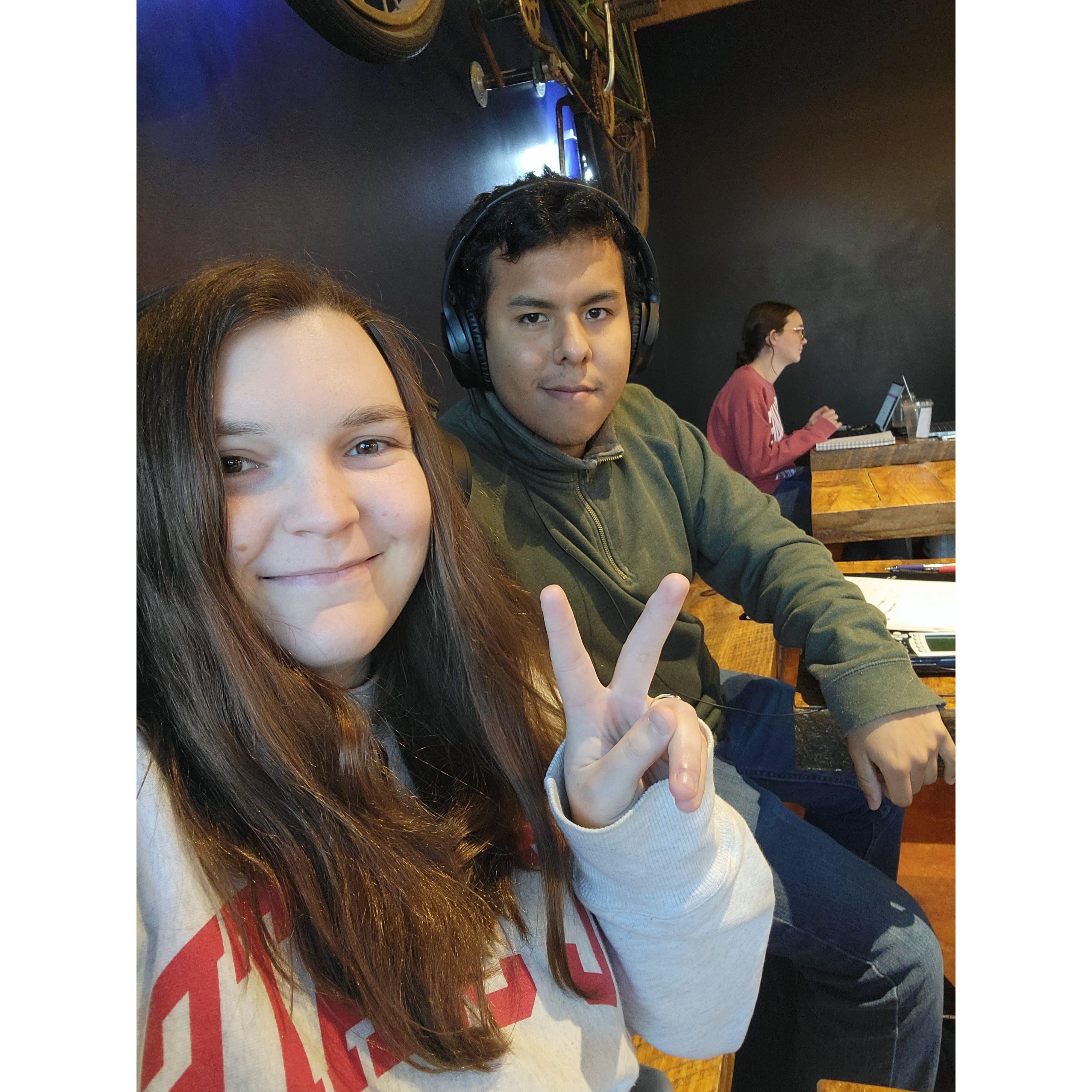 Studying at our favorite spot: Ugly Mug