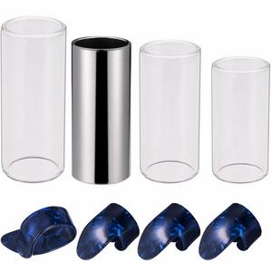 Canomo Guitar Slides Set Includes 3 Size Glass Slide, 1 Piece Stainless Steel Slide and 4 Pieces Plastic Thumb & Finger Picks with Metal Box