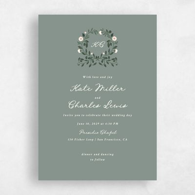 Deep Sage, Green Wedding Invitation - Pirouette Classic