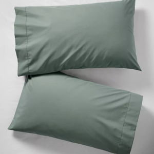 280-Thread-Count Pima Cotton Percale Pillowcases, Set of Two, Sea Green