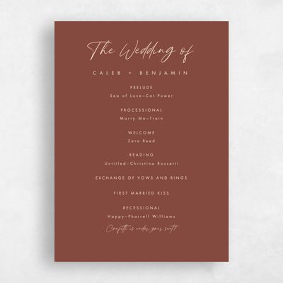 Brown Wedding Program - Paloverde