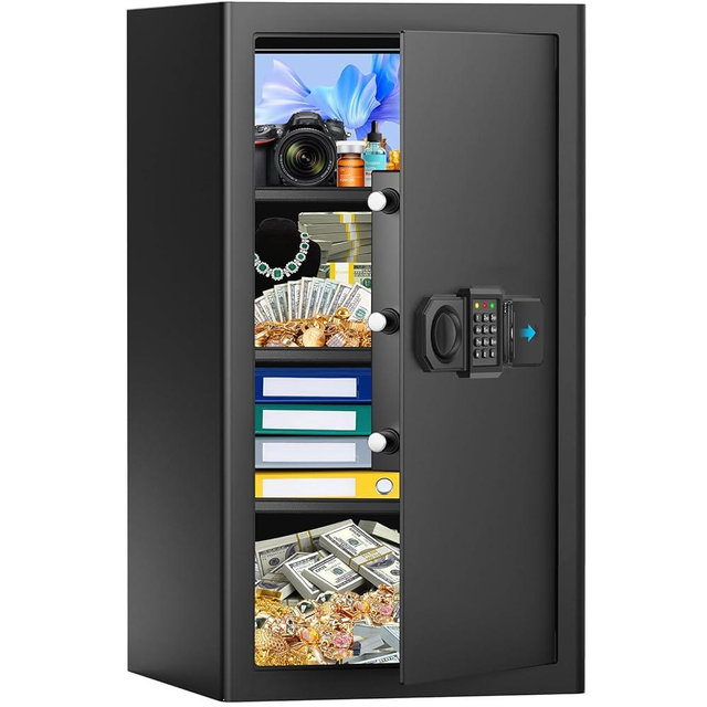 6.2 Cuft Large Fireproof Safe Box, Home Safes Water and Fireproof, Digital Fire Safe with Combination Lock, Spare Keys, Smart Alert and Mute Mode, Steel Safes for Home Ammo Money Valuables