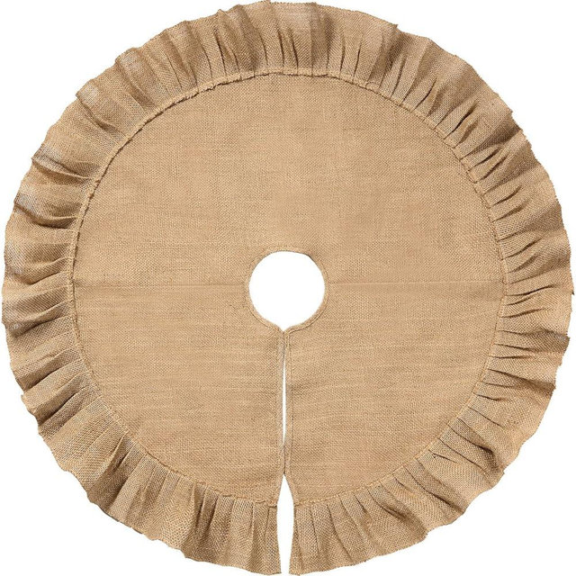 Tatuo Christmas Tree Skirt Tree Skirt Linen Burlap Tree Skirt for Christmas Tree Decorations (Linen Color,19.7 Inch)