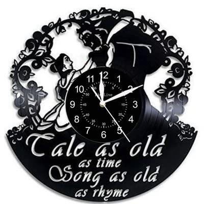dobooo Beauty and The Beast Vinyl Wall Clock 12 inch The Best Gift for Fans Cartoons Nice Design for Interior Decoration Fashionable Home Decor Style., Black