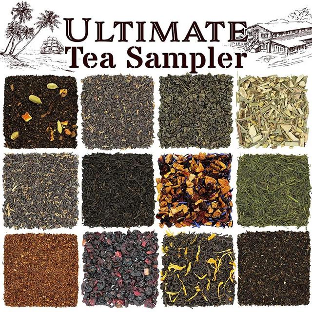 Solstice Loose Leaf Tea Ultimate Sampler Feat. 12 Teas; Sencha & Gunpowder Green Tea, Masala Chai Black Tea, Rooibos Herbal Tea, And More! Approx 180+ Servings