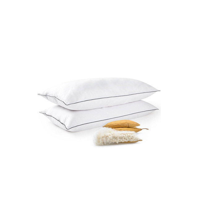 Cheer Collection Set of 2 Organic Kapok Bed Pillows and Sham Inserts with Plush Microfiber Shell - King