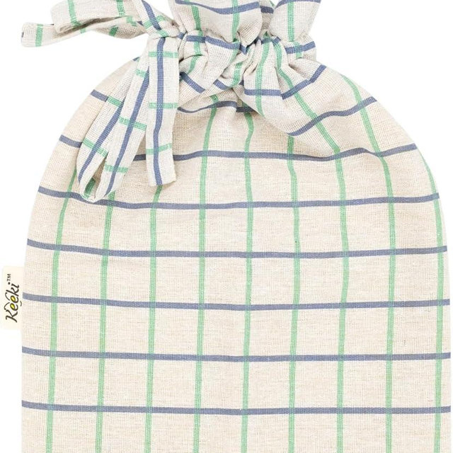Keeki Bag - The Original Beeswax Lined Bread Bag for Homemade & Sourdough | Reusable Linen Bread Storage | Beeswax Wrap Alternative | Plastic-Free Storage w/Wide Opening & Drawstring Closure - Blue