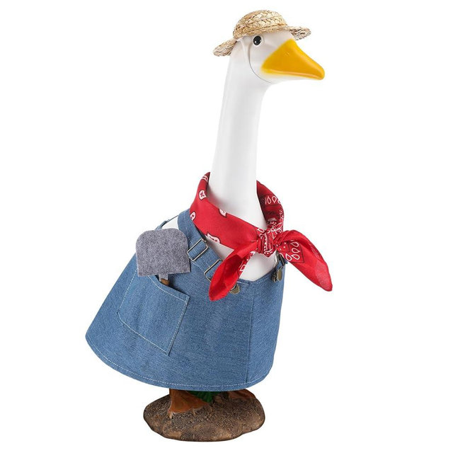 Chicingyou Spring Goose Outfits Cement Porch Goose Gardener Clothes for 23'' Porch Geese Statue Costume Patio Yard Lawn Outdoor Spring Decoration
