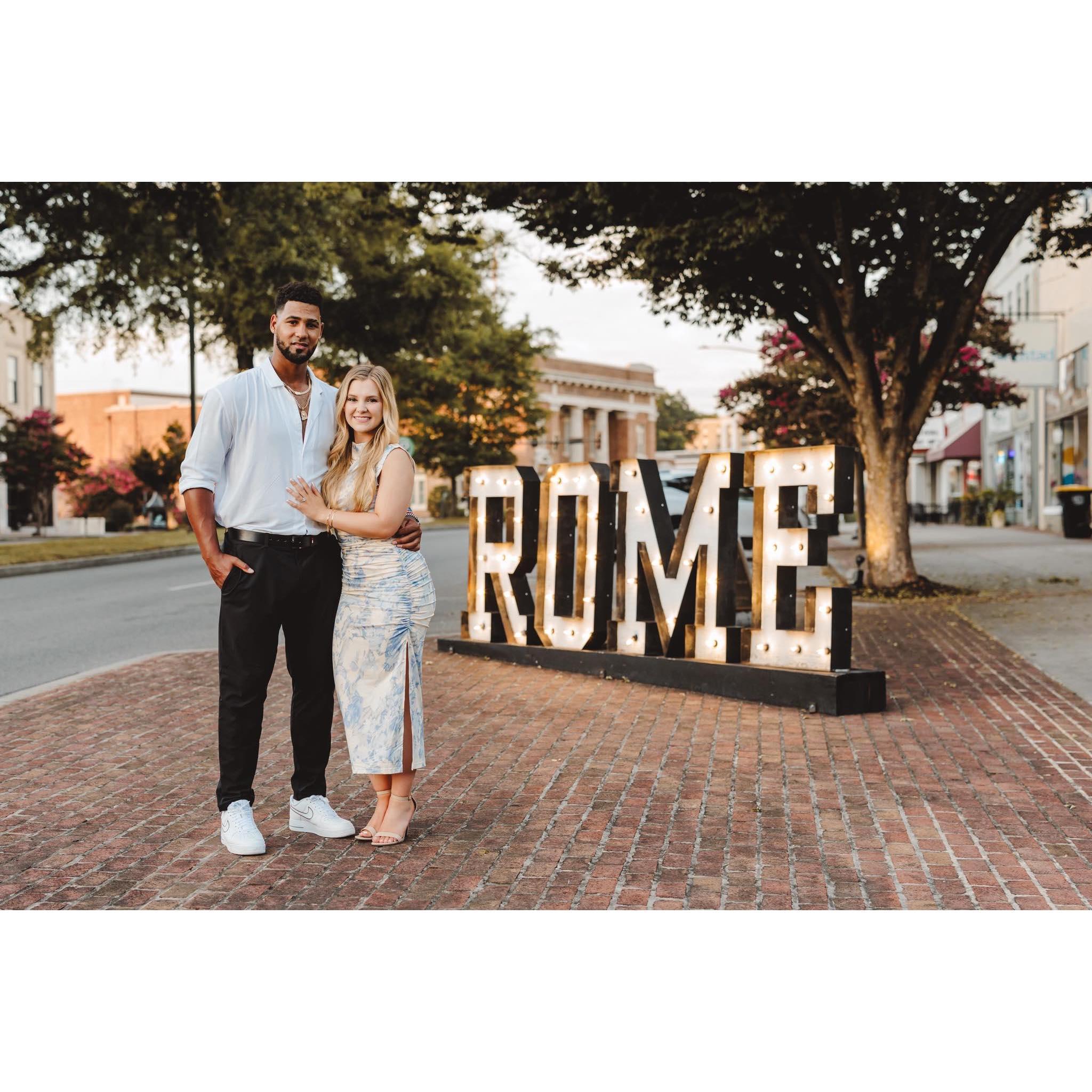 In my hometown of Rome, Georgia on our engagement night
