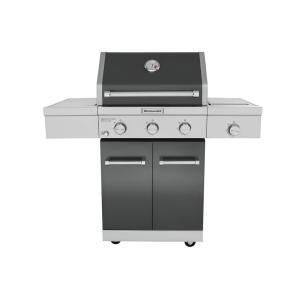 3-Burner Propane Gas Grill in Blue with Ceramic Sear Side Burner