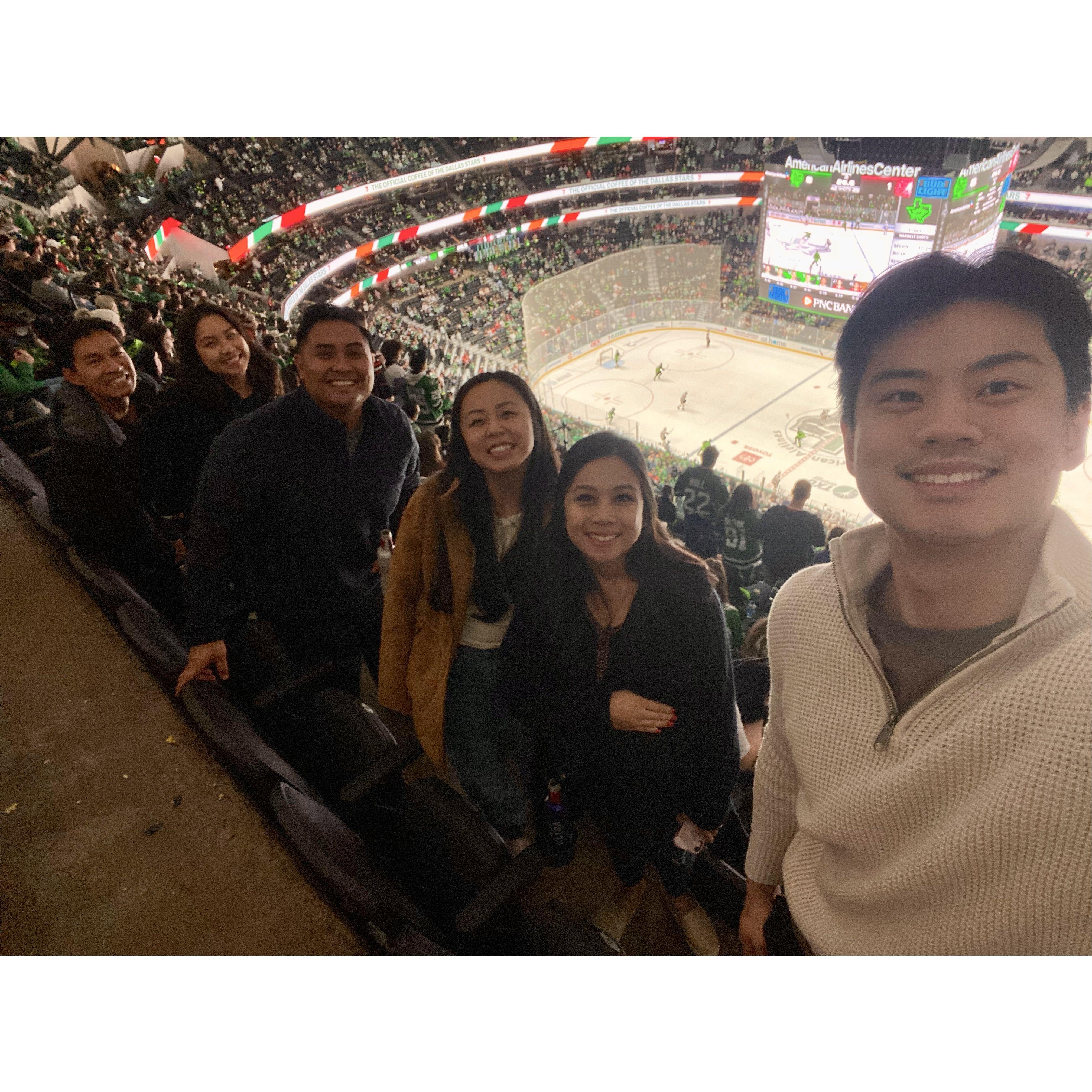 our first dallas stars game with gladys, albert, victor, and jean