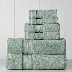 Modern Threads - Spun Loft 6-Piece 100% Combed Cotton Towel Set - Bath Towels, Hand Towels, & Washcloths - Super Absorbent & Quick Dry - 600 GSM - Soft & Plush, Eucalyptus