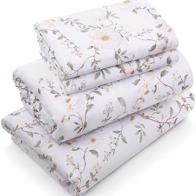 Utopia Bedding Queen Sheet Set, Soft Microfiber 4 Piece Bed Sheets with 16" Deep Pocket - Easy Care Brushed Microfiber (Vintage Floral)