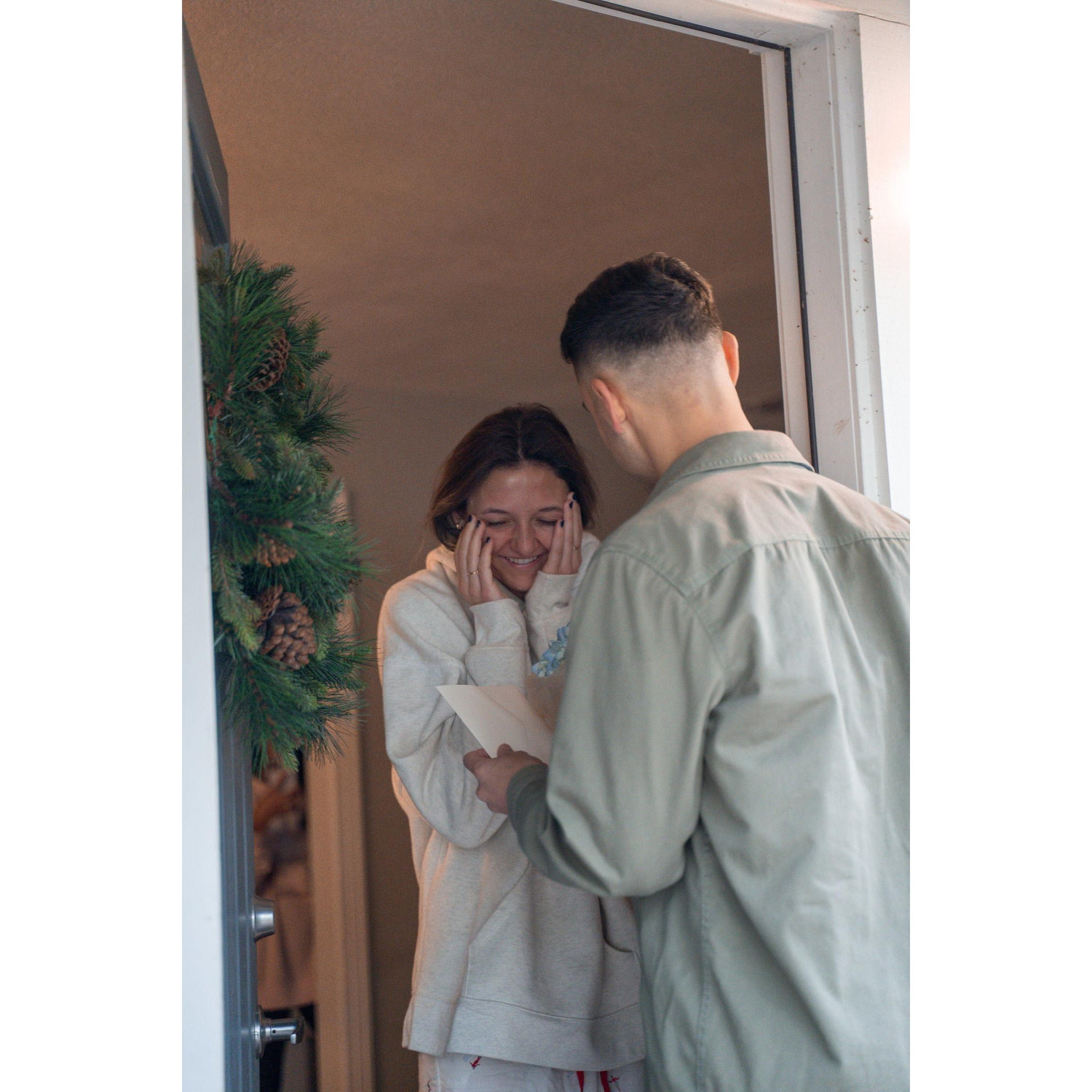 Matt showed up at my doorstep to tell me that he was going to propose today! Clearly you can tell I was shocked (and freshly out of bed)!