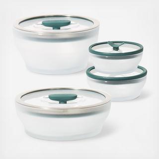 8-Piece Compact Frosted Glass Cookware & Storage Set