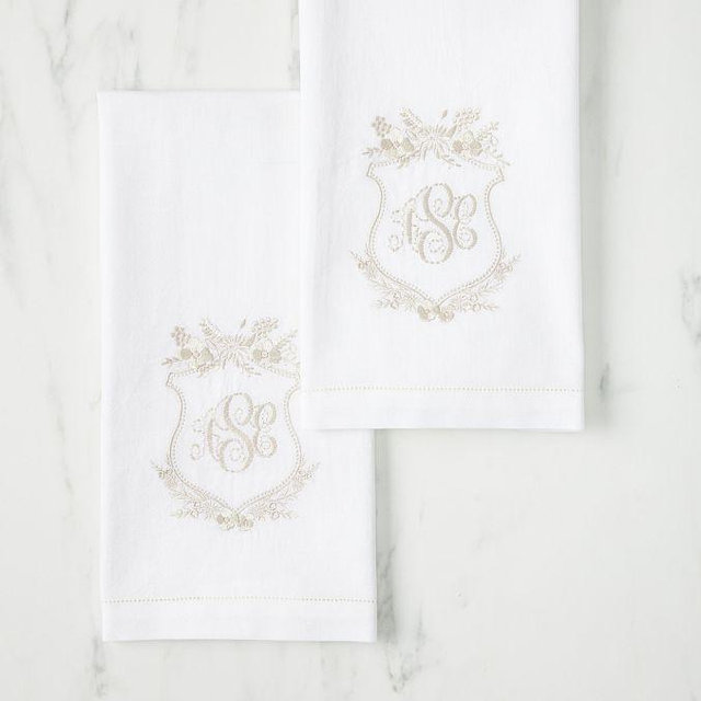 Bespoke Embroidered Crest Guest Towels, Set of 2