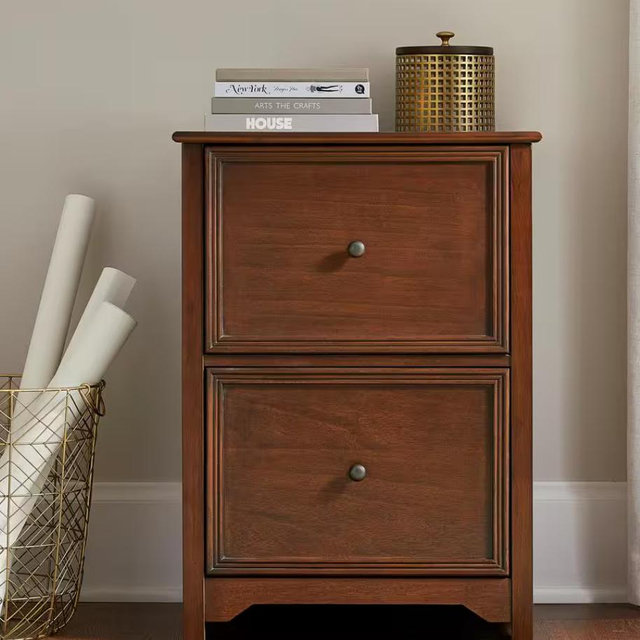 Bradstone 2 Drawer Walnut Brown Wood File Cabinet