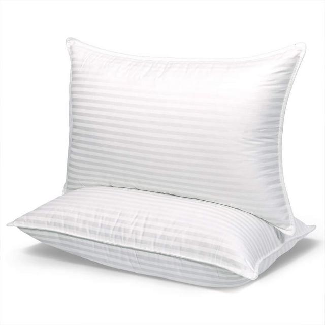 COZSINOOR Cozy Dream Series Hotel Quality Pillows for Sleeping [Set of Two] Premium Plush Fiber, 100% Breathable Cotton Cover Skin-Friendly, Queen size 20x30, White