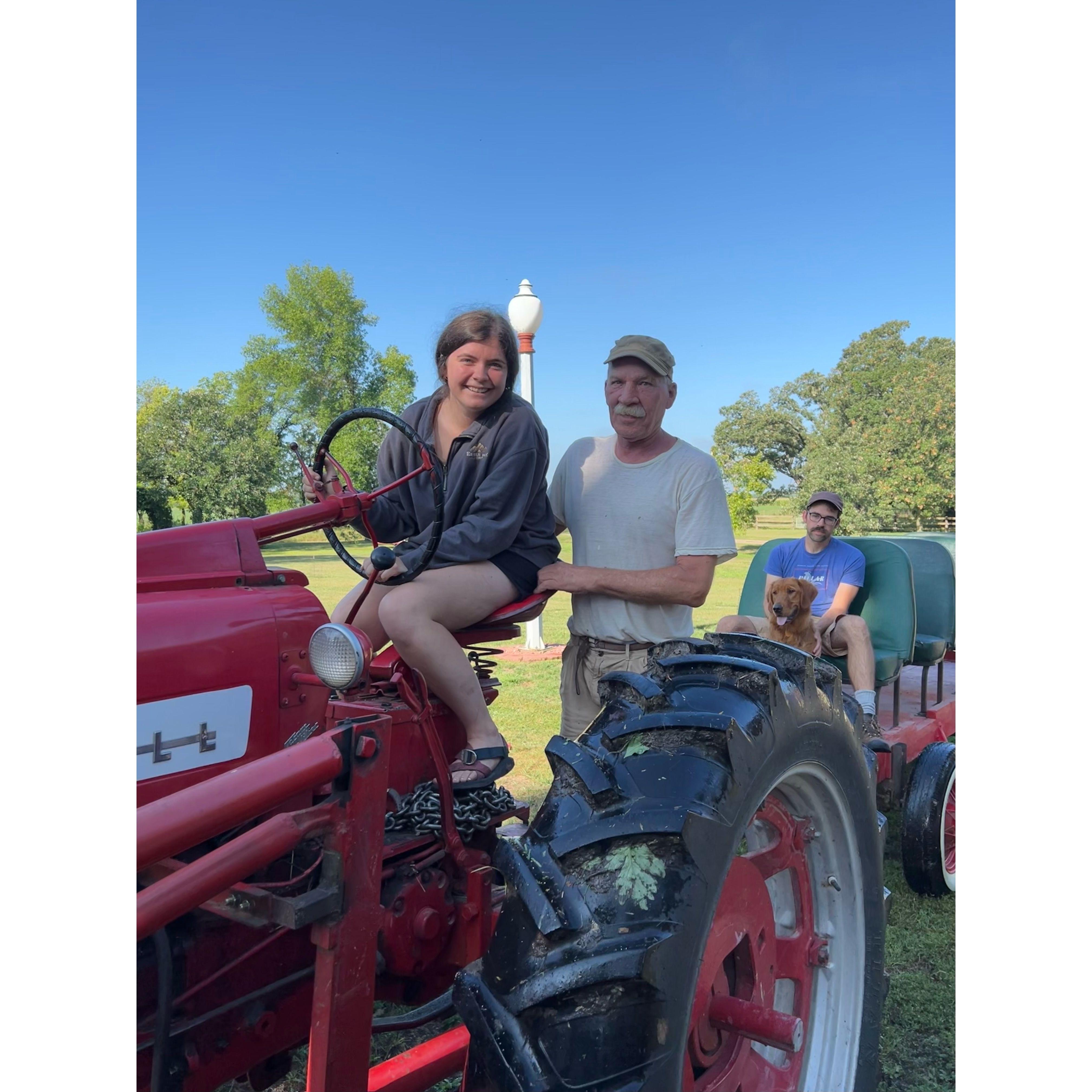 Driving the tractor with Eddie!