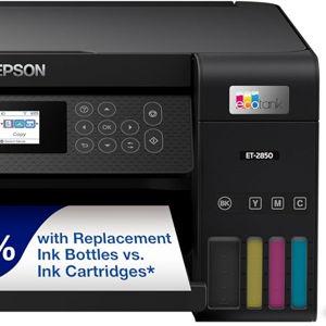 Epson EcoTank ET-2850 Wireless Color All-in-One Cartridge-Free Supertank Printer with Scan, Copy and Auto 2-Sided Printing - Black, Medium