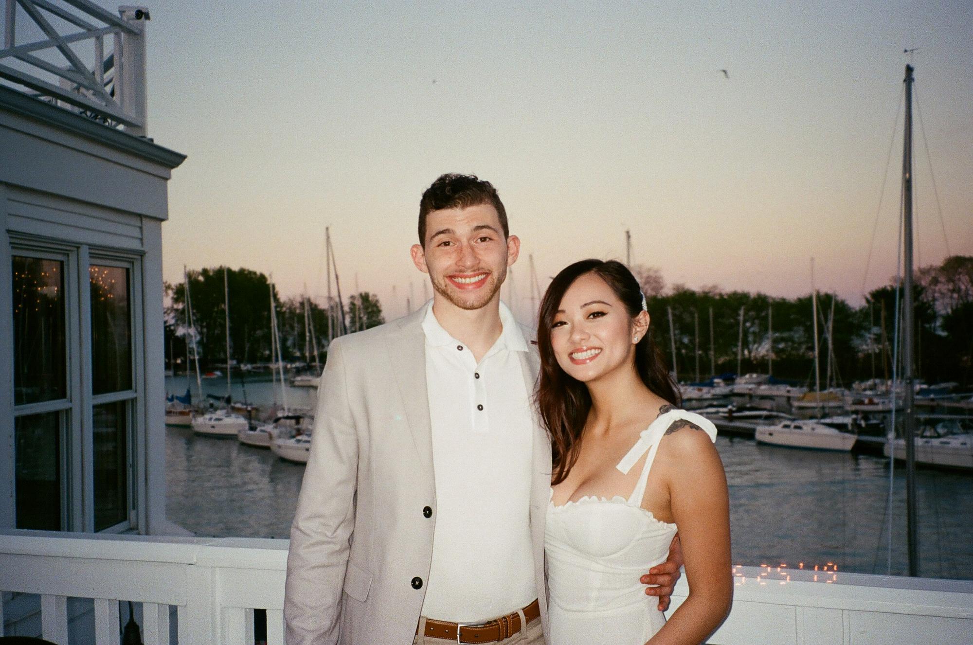 Us at our engagement party. Taken on film