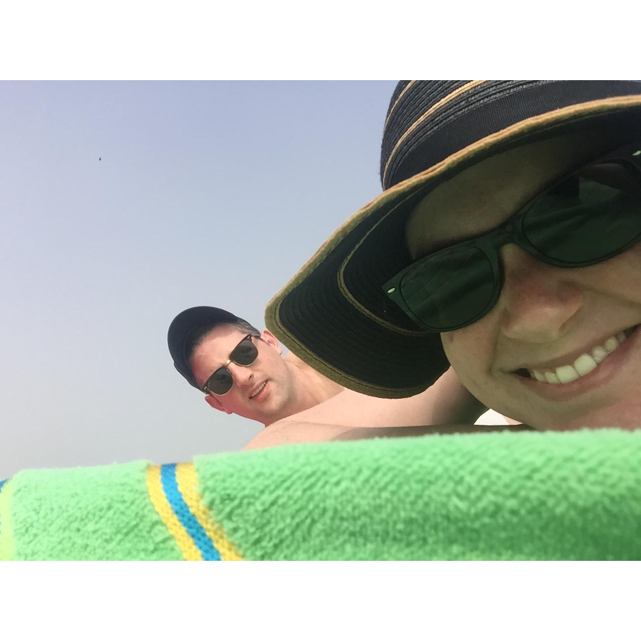 Pretending to be models on the beach while pranking Matt and taking secret pics.