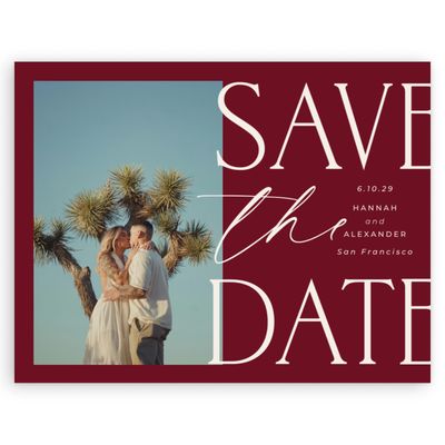 Dark Burgundy, Red Wedding Digital Save the Date - Josephine Photo