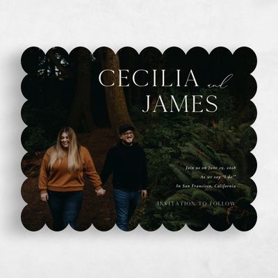 Beige Scalloped Wedding Save the Date - Loreto Photo
