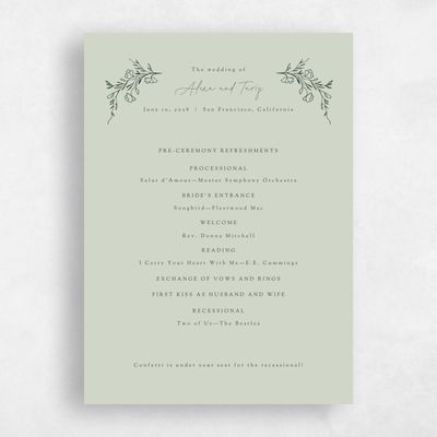 Grassy Sage, Green Wedding Program - Marnina