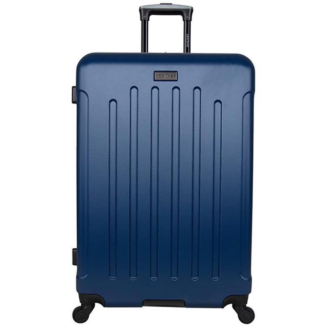 Heritage Travelware Lincoln Park' 28" Durable Lightweight Hardside 4-Wheel Spinner Checked Luggage, Indigo Navy, Inch