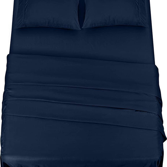 Utopia Bedding Bed Sheet Set - 4 Piece Cal King Bedding - Soft Brushed Microfiber Fabric - Shrinkage & Fade Resistant - Easy Care (Cal King, Navy)