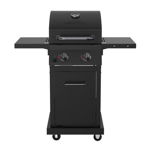 Nexgrill Deluxe 2-Burner Gas Grill with 401 SQ In Grate, 28000 BTUs, Heavy Duty Steel Frame & Foldable Side Table, Propane BBQ Grill for Outdoor Cooking, Patios, Backyards and More - 720-0864RD
